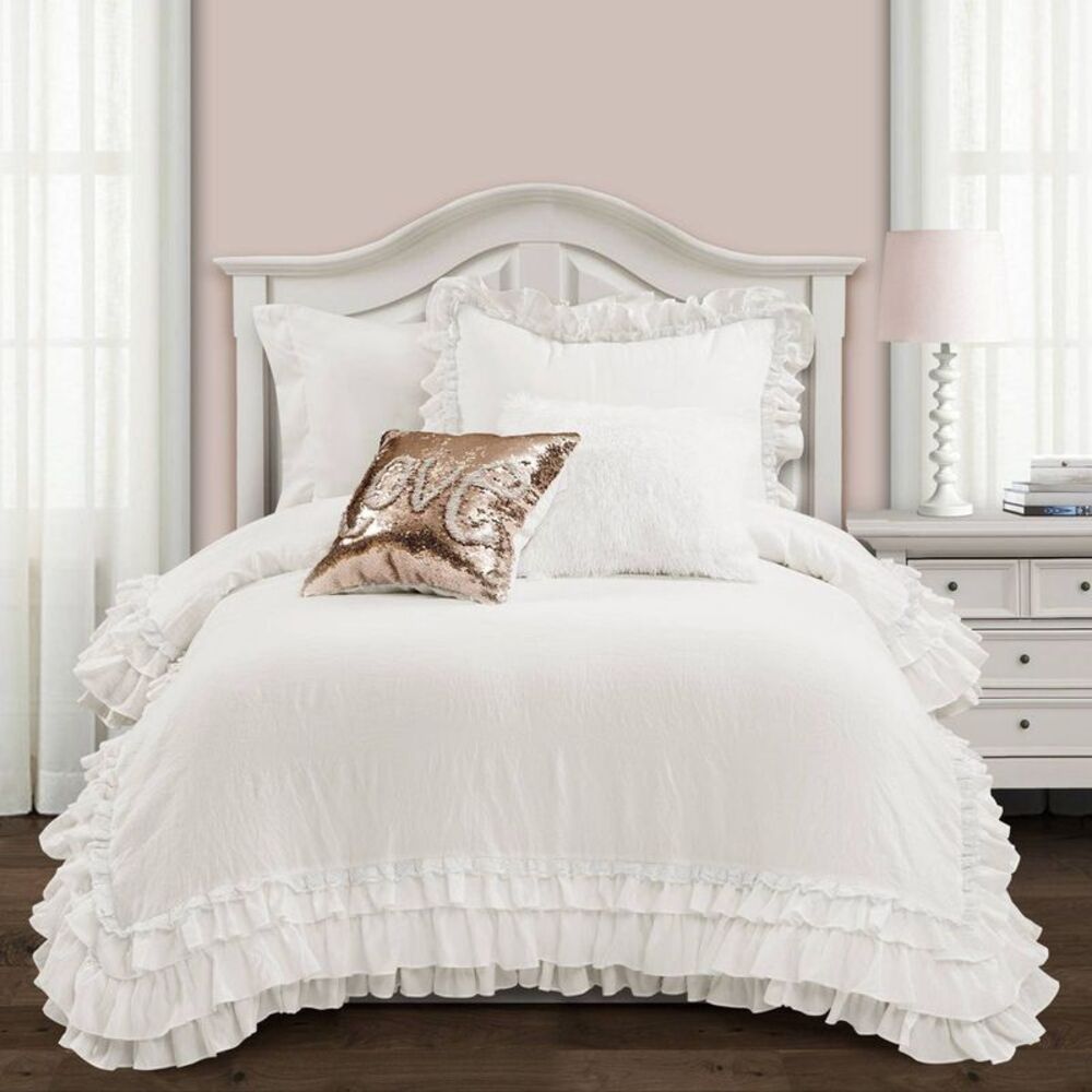 Lush Décor Twin/Twin XL Ella Lace Ruffle Comforter Set - White 2-Piece